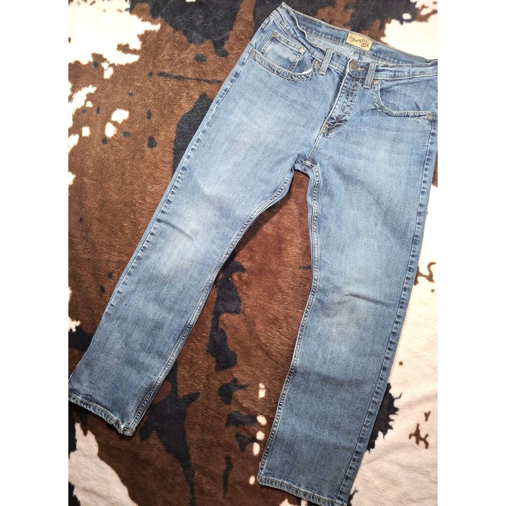 Wrangler 20X 44 Slim Straight Jeans 32x28 Light Wash Western Cowboy Denim Rodeo